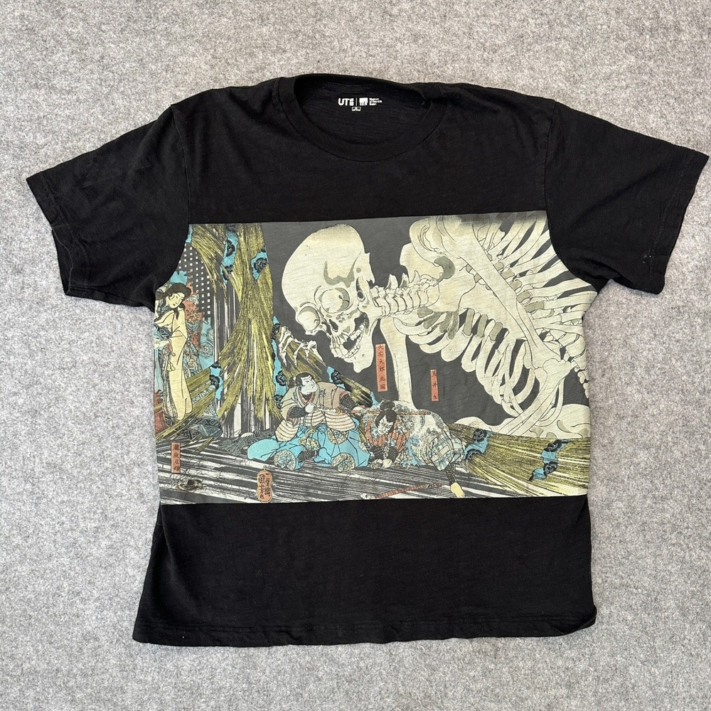 Uniqlo UT MFA Boston Skeleton Spectre T-Shirt XL Black Utagawa Kuniyoshi Cotton